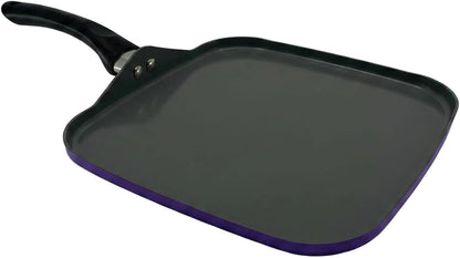 20-Piece Ceramic Metallic Cookware Set, Nonstick - Amethyst | 20-Piece Cookware Set with Ceramic Nonstick Interiors, Glass Lids, Utensils, Strainer, Pads, and Griddle Pan.6