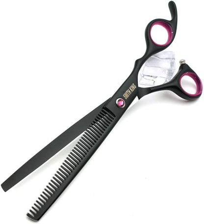 7.0 Inches Professional Dog Grooming Scissors Set Straight & Thinning & Curved & Chunkers 4Pcs in 1 Set (With Comb)3