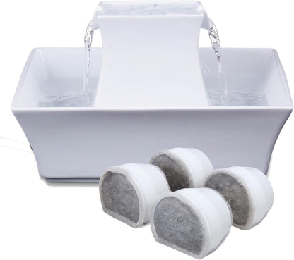 Petsafe Drinkwell Pagoda Fountain, Filters Included, 70 Oz Ceramic, White | 2 Free-Falling Water Streams Encourage Hydration, Pet Fountain for Cats & Small Dogs, Replaceable Carbon & Foam Filters9