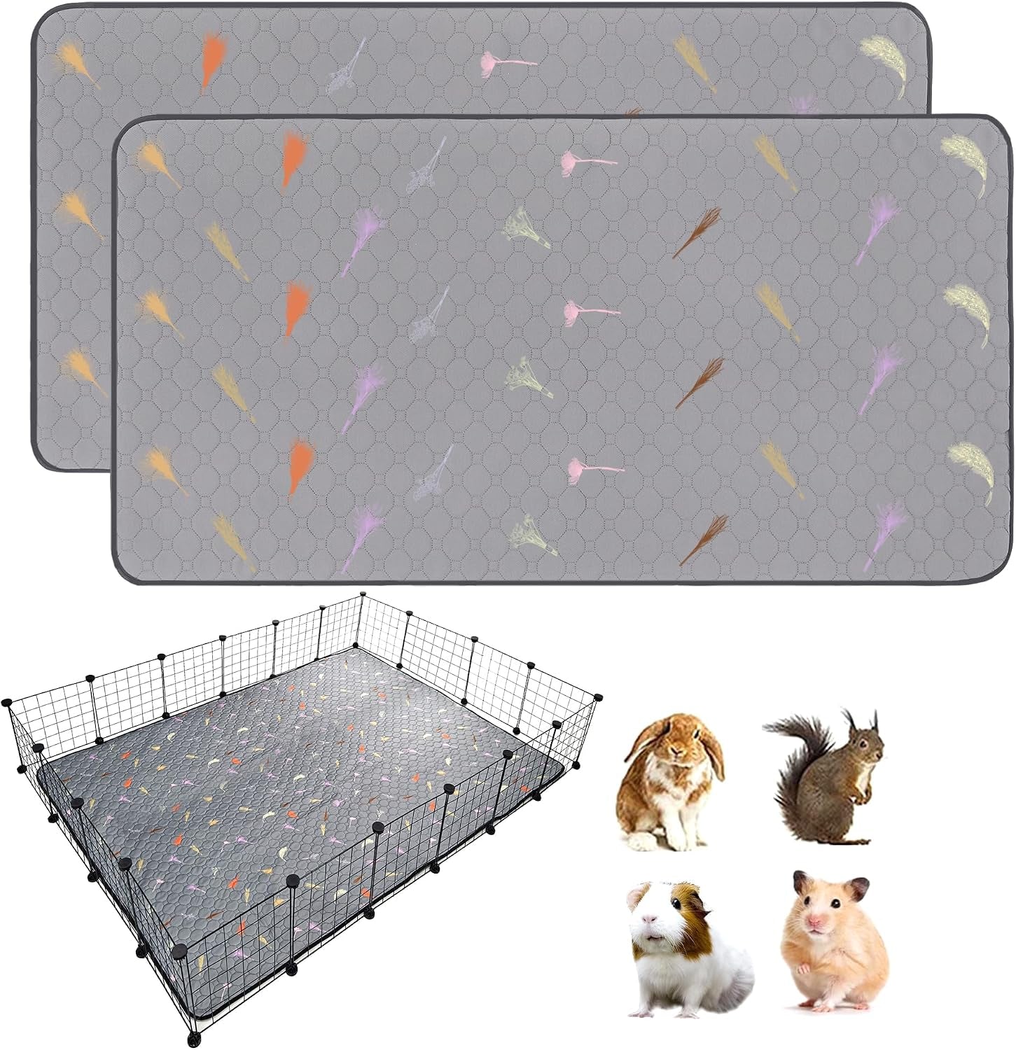 2pcs-guinea-pig-cage-liners-guinea-pig-fleece-cage-liners24x48-super-absorbent-washable-pee-pads-reusable-for-rabbit-hamster-chinchilla