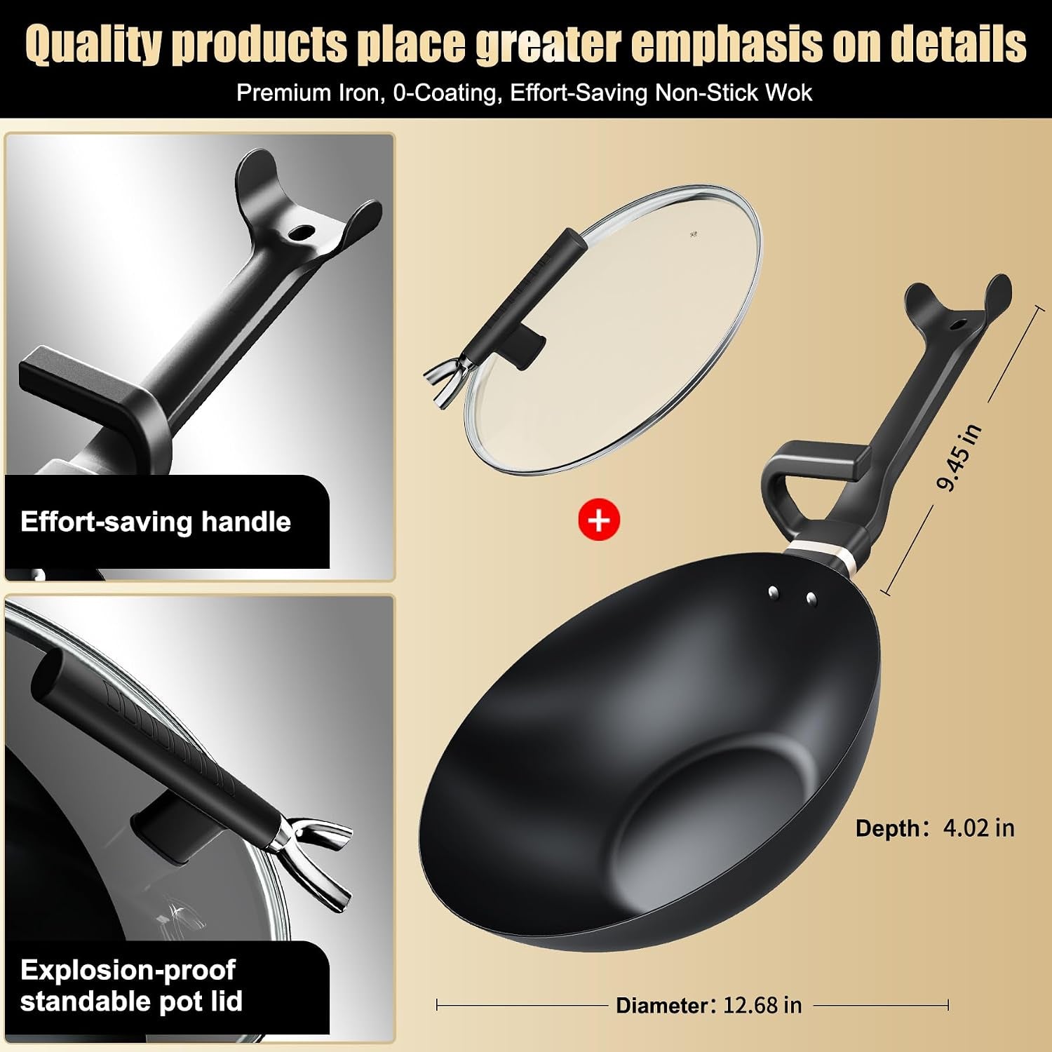 carbon-steel-wok-pan-non-stick-saute-pan-nitriding-process-13-inch-woks-stir-fry-pans-nonstick-with-ergonomic-handle-cookware-pots-and-pans-versatile-bottom-chinese-woks-for-all-stoves