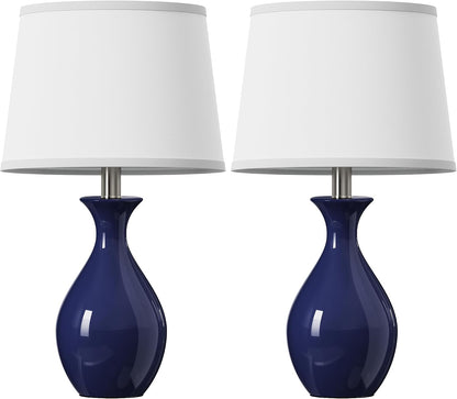 Table Lamp Set of 2, Modern Ceramic Bedside Lamps for Night Stands, Classic Small Lamp Nightstand Lamp for Bedroom Living Room Desk End Table Rocker Navy Blue8