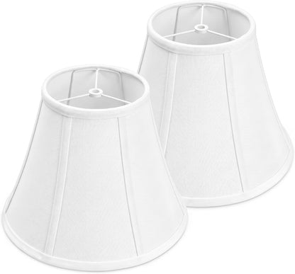 White Bell Lamp Shades Set of 2, 6.7" Top X 13" Bottom X 10" Height, Fabric Replacement Lampshades for Table Lamps, Spider Fitter Shades for Home Decoration in Living Room & Bedroom, Assembly Required1