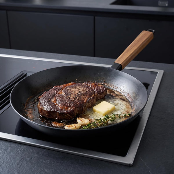 Forest 4-Piece Professional Carbon Steel Frying Pan Set, Wood Handle | Pre-Seasoned Non-Toxic Frying Pans - Chemical-Free, Traditional Cooking Surface - All Stovetop Compatible & Fast-Heating6