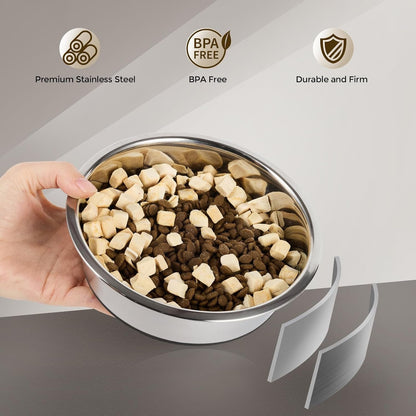 Dog Bowls Durable Non-Slip Stainless Steel Dog Bowls 2-Pack Holds 3 Cups | Basic Bowls for Dogs with Rubber Base for Dry Food, Wet Food and Water2