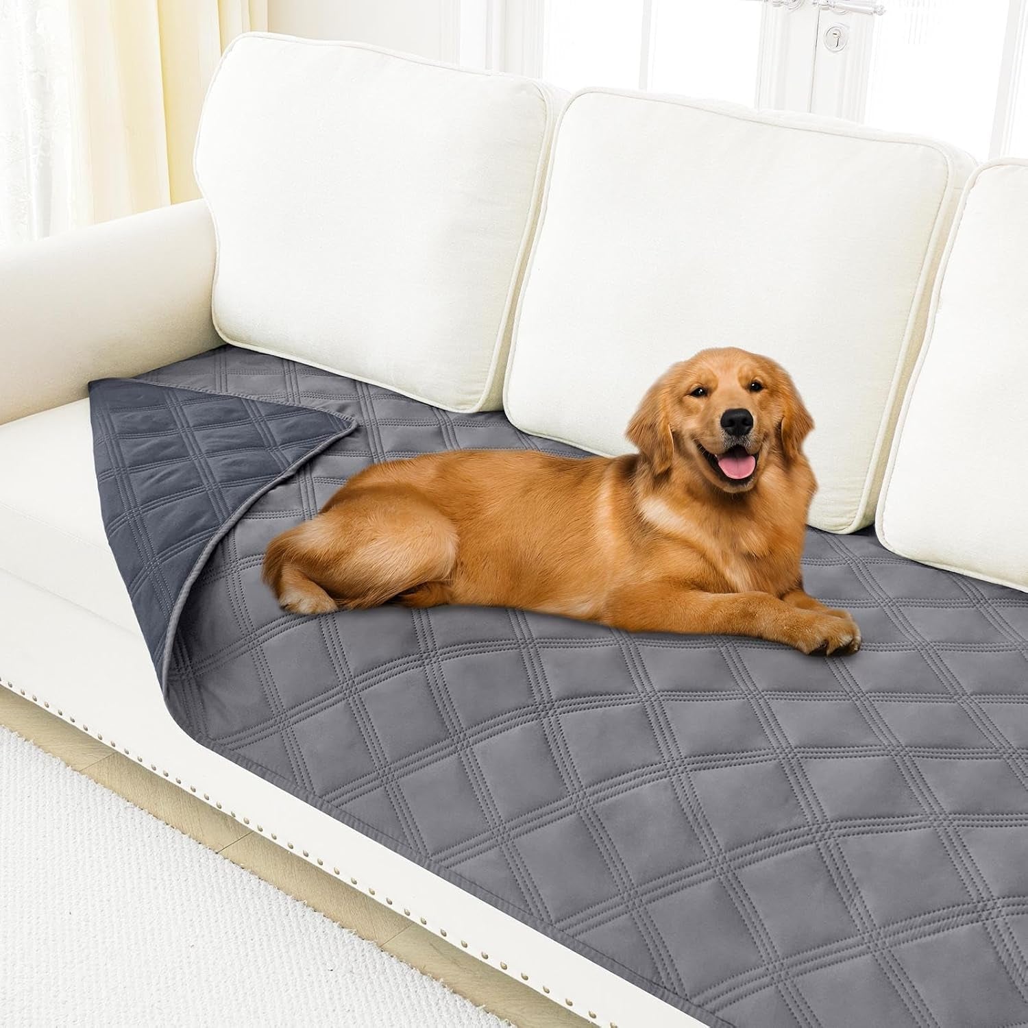 smiry-waterproof-dog-bed-cover-reversible-pet-blanket-for-sofa-couch-soft-washable-dog-blanket-leakproof-couch-cover-for-dogs-cats-furniture-protection-52x82-grey-dark-grey