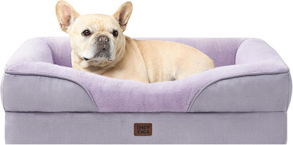 EHEYCIGA Orthopedic XL Dog Bed for Large Sized Dog, 42X30 Inch Extra Large Memory Foam Dog Couch Bed with Sides, Waterproof Liner & Washable Removable Cover, Bolster Pet Sofa, Grey48