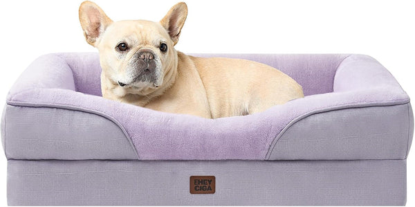 EHEYCIGA Orthopedic XL Dog Bed for Large Sized Dog, 42X30 Inch Extra Large Memory Foam Dog Couch Bed with Sides, Waterproof Liner & Washable Removable Cover, Bolster Pet Sofa, Grey48