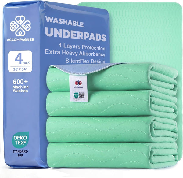 Accompagner Incontinence Bed Pads Washable Waterproof, Ultra-Absorbent Reusable Underpads for Diaper Changing, Nursing, Bedridden, Adults, Seniors, Kids and Dogs (Blue, 24"X24"(Pack of 6))12