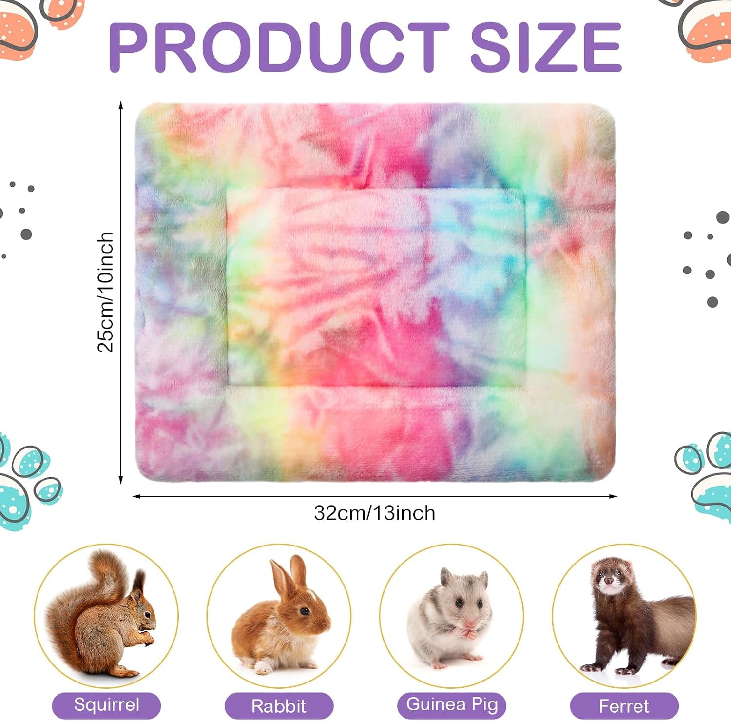 haull-4-pcs-waterproof-guinea-pig-bedding-soft-dog-cat-bed-crate-mat-small-animal-plush-cage-liners-rabbit-bunny-kennel-pad-reversible-cozy-pee-thickened-hamster-padtie-dyed-13-x-10-inch