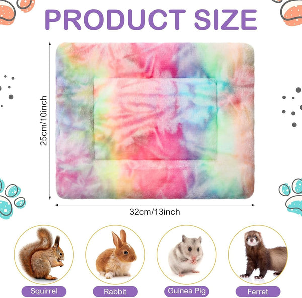 Haull 4 Pcs Waterproof Guinea Pig Bedding Soft Dog Cat Bed Crate Mat Small Animal Plush Cage Liners Rabbit Bunny Kennel Pad Reversible Cozy Pee Thickened Hamster Pad(Tie Dyed,13 X 10 Inch)2