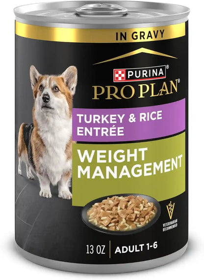 Purina Pro Plan Weight Management Wet Dog Food Turkey and Rice Entree in Gravy - (Pack of 12) 13 Oz. Cans1