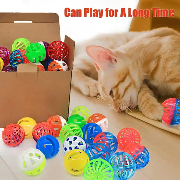 Cat Jingle Balls Toys, 24 Pcs Bell Balls Cat Toys, Lightweight, Interactive, Assorted Colors Ball Toy for Kitten Training and Play6