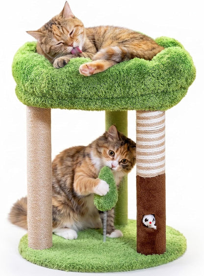 WOOCHPET 20 Inch Small Cat Tree for Indoor Cats and Kittens, Cat Tower with 3 Sisal Scratching Posts, Removable Washable Perch Bed, Hanging Toy Ball, Compact Cat Condo for Small Spaces1