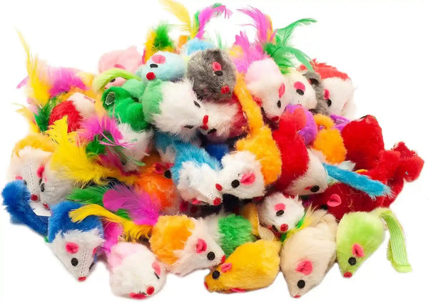 Fashion'S Talk 48-Count Assorted Mice Cat Toys Furry Rattle Mouse Kitten Toy Mini Mice for Indoor Cats Interactive Play Color Varies5