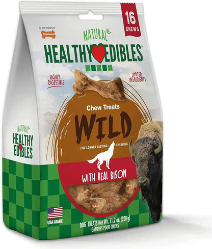 Nylabone Healthy Edibles WILD Natural Dog Chew Treats, Bison Flavor, Small Dogs up to 20 Lbs - Made in USA (16 Count)11