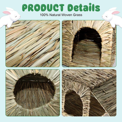 Natural Seagrass Mat Bed Hideaway Toy, Hand Woven for Rabbit Guinea Pig Chinchilla Ferret2