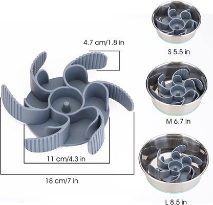Keegud Slow Feeder Dog Bowls Insert [Octopus Suction Cups] Super Firm Slow Eating Dog Bowl [Cuttable] for Large Breed and Medium Size Dog Compatible with Regular and Elevated Dog Bowls (Turbine)6