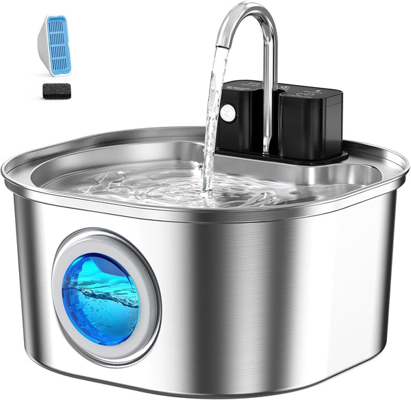 Voluas Stainless Steel Cat Water Fountain, Wireless, 108Oz/3.2L, 1 Filter | Cordless Design, Ultra-Quiet Pump, Easy to Clean, Bpa-Free7