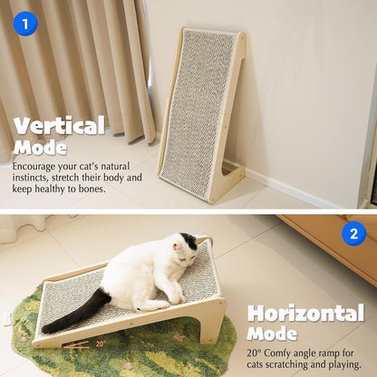 PETKARAY Sisal Cat Scratcher Ramp, L Shaped Scratching Post and Scratch Pad for Indoor Cats, Couch Furniture Protector, Chevron2