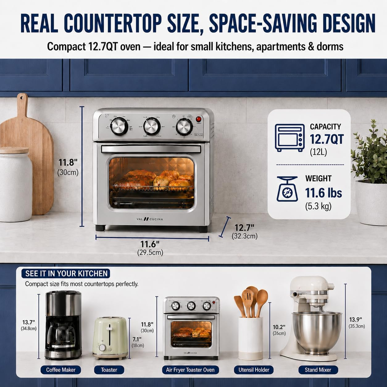 6-in-1-air-fryer-toaster-oven-combo-compact-12-7-qt-small-countertop-convection-oven-fits-9-pizza-4-toast-hexagon-hybrid-heating-enamel-baking-pan-included-stainless-steel-finish