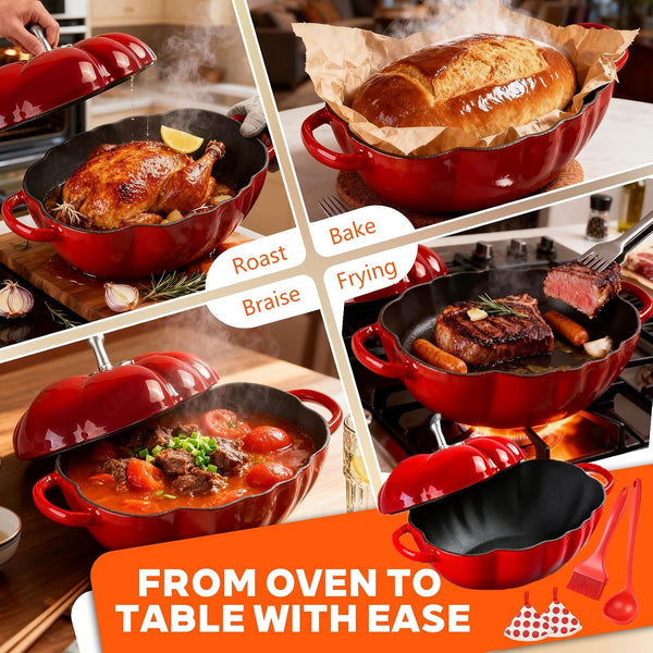 French Tomato Cocotte, Enameled Cast Iron Dutch Oven 5Qt with Lid | French-Style Enameled Cast Iron Cookware with Thick Walls, Superior Heat Retention and a Durable Matte Enamel Interior.2