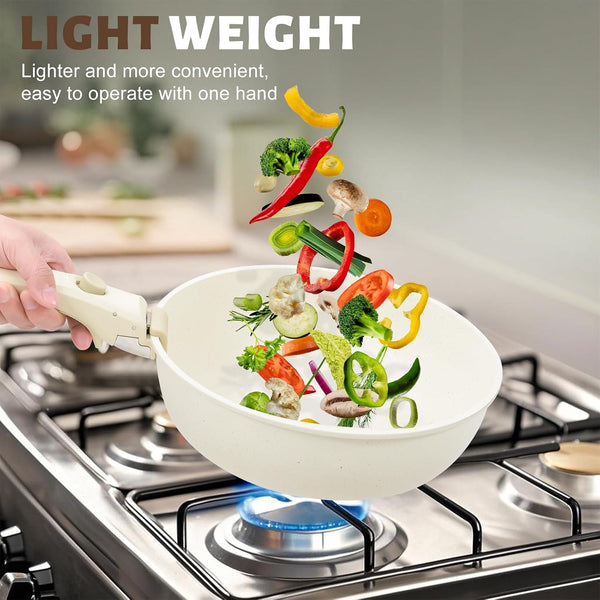 10 Pcs Pots and Pan Set Non Stick with Detachable Handle, White | Non Stick, Detachable, Stackable, Dishwasher ＆ Oven Safe4