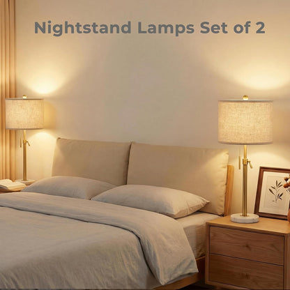 Gold Table Lamps Set of 2, 22" to 30" Adjustable Nightstand Lamps for Bedroom, Dimmable End Table Lamps for Living Room Console Entry Farmhouse Home Decor, New House Warming Gifts2