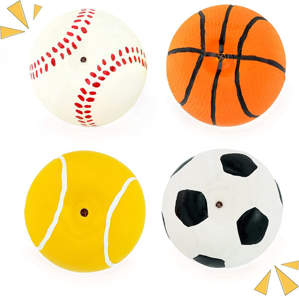 CHIWAVA 3PCS 2.7'' Squeak Latex Dog Toy Football Chew Fetch Throw Ball for Medium Dogs Interactive Play10