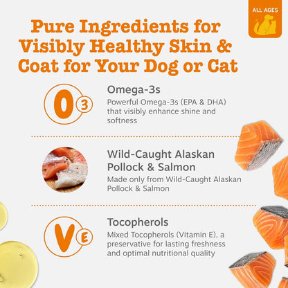 Zesty Paws Wild Alaskan Omega-3 Blend Pollock + Salmon Oil for Dogs and Cats- Skin and Coat Support, Omega 3 Supplement for Pets, 8.5Oz3