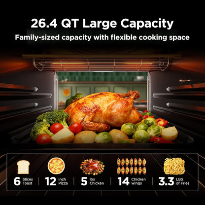 Midea Flexify Pro French Door Air Fryer Toaster Oven, 26.4 QT | Premium Cooking Experience with Precision Heat, Easy-Clean Enamel Interior & Modern Control, Stainless Steel9