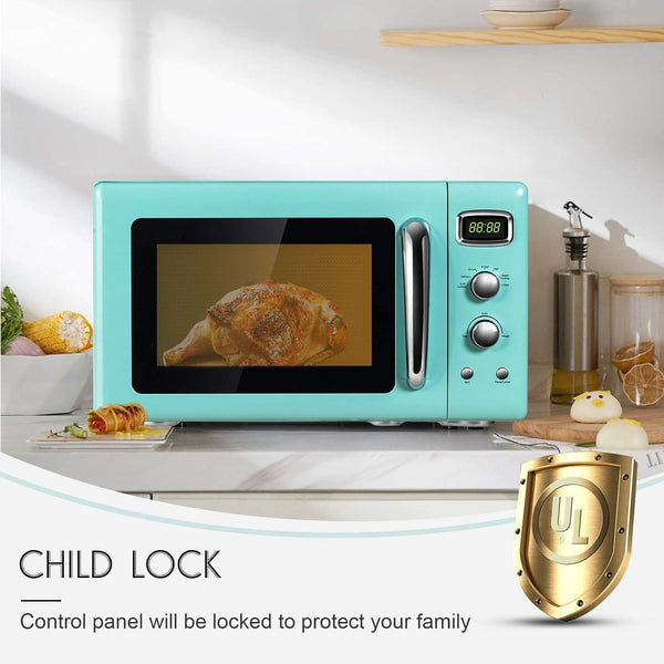 Retro Microwave 0.9Cu.Ft, 900W Countertop Microwave Oven W/5 Power Level, Defrost & Auto Cooking, LED Display, Pull Handle, Easy Clean Stainless Steel Interior, Child Lock, ETL Certification | 5 Power Level, Defrost & Auto Cooking, LED Display, Easy Clean Stainless Steel Interior, Child Lock, ETL Certification7