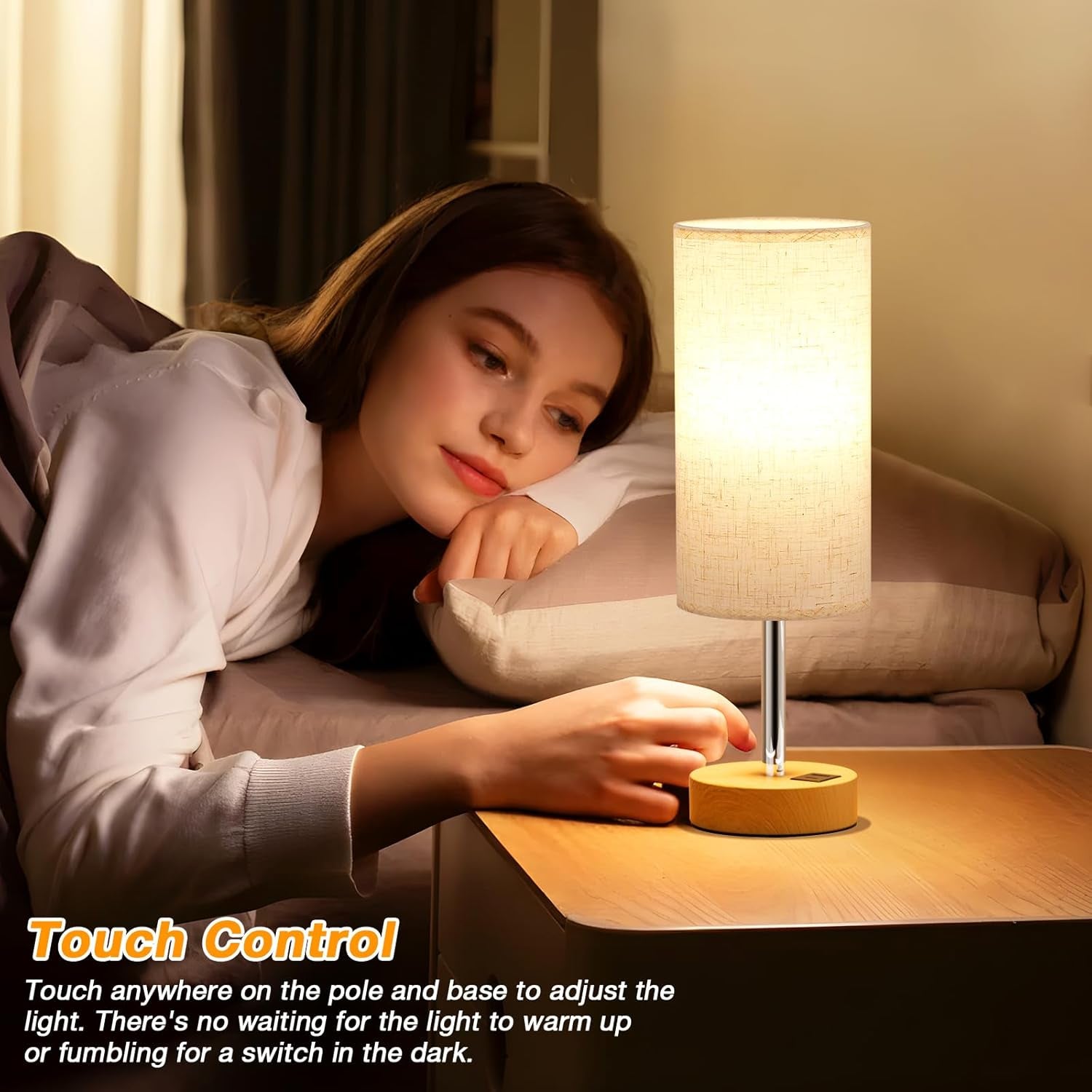 bedside-table-lamp-for-bedroom-3-way-dimmable-touch-lamp-usb-a-c-led-bulb-included-14-small-nightstand-lamp-for-desk-living-room-guest-room-cream-fabric-lampshade-wood-grain-metal-base