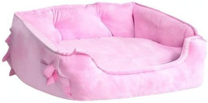 Cute Princess Dog Bed Pink Puppy Bed for Small Dogs Breathable Cat Couch Bowknot Pet Cushion Comfortable Kitten Nest Girl Doggy Sofa, Waterproof Bottom (Pink)7