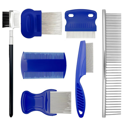 7PCS Flea Comb Set for Cats & Dogs, Pet Comb, Dog Eye Comb, Tick Comb | 7 Combs for Flea Removal, Tear Stain Cleaning and Grooming with Stainless Steel and Plastic for Cats and Dogs.1