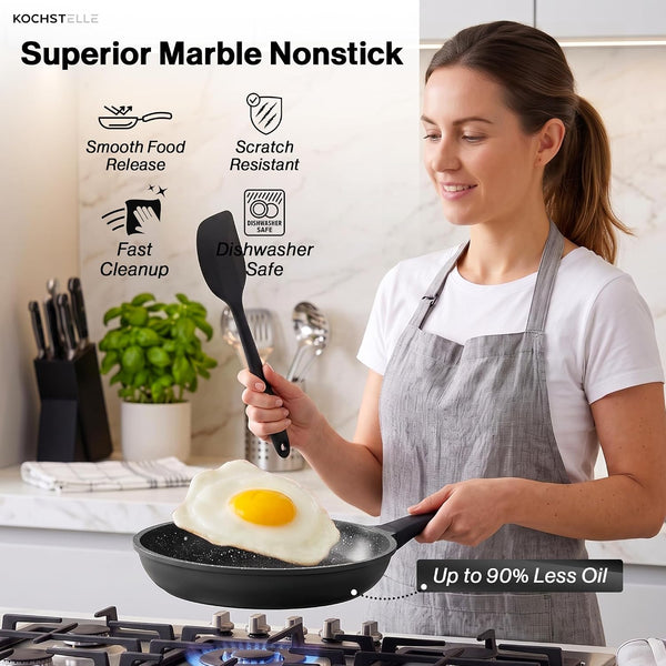 13Pcs Pots and Pans Set Nonstick, Marble Ceramic Coating Induction Cookware Set, Non Stick Kitchen Cooking Set with Frying Pans, Silicone Handles, Saucepans & Utensils, PFOA & PFOS Free4