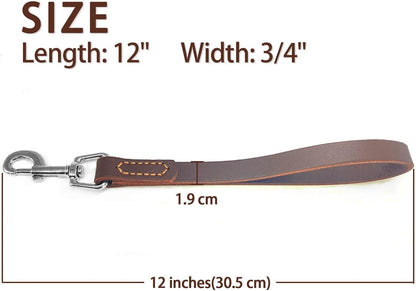Leather Short Dog Lead, Strong Traffic Pet Lead with 360º Heavy Duty Metal Hook, Short Dog Leash for Big Large Medium Dogs Training and Walking.5