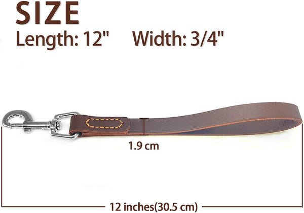 Leather Short Dog Lead, Strong Traffic Pet Lead with 360º Heavy Duty Metal Hook, Short Dog Leash for Big Large Medium Dogs Training and Walking.5