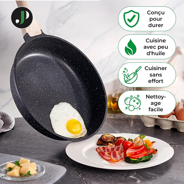 JUST PERFECTO Kitchen Pots and Pans Set with Lids Non Stick - Induction Pots Set - Pots & Pans Set without PTFE and PFOA - Cookware Pot Set Induction 21 Pcs (Black)6