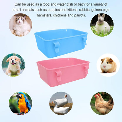 6 Pack Feeder (Blue, Pink), Hanging Feeder,Food and Water Container, Bath Water Bowl Universal for Birds Hamsters Mice Rats Rabbit Guinea Pig Small Pets (S) (S)2