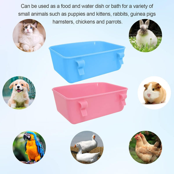 6 Pack Feeder (Blue, Pink), Hanging Feeder,Food and Water Container, Bath Water Bowl Universal for Birds Hamsters Mice Rats Rabbit Guinea Pig Small Pets (S) (S)2