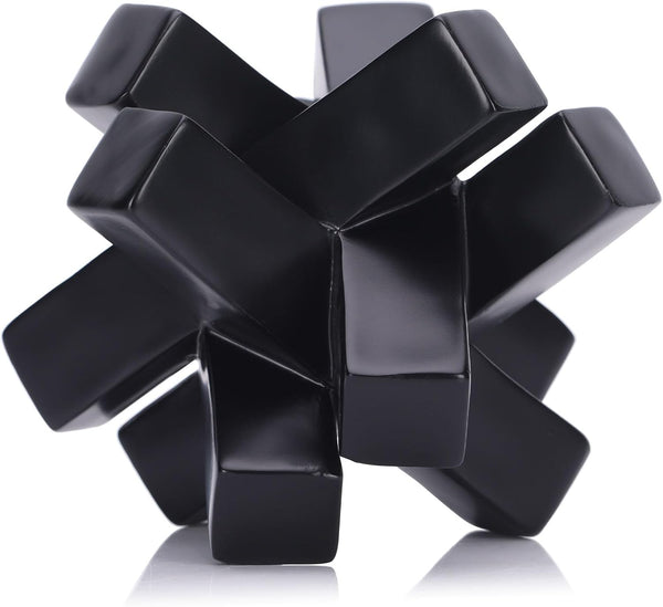 Black Knot Decor Knick Knacks for Shelves, Black Geometric Sculpture Statue Modern Decorative Objects Shelf, Black Home Décor Accents, Minimalist Bookcase Tv Stand Coffee Table Entrance Decor Objects1