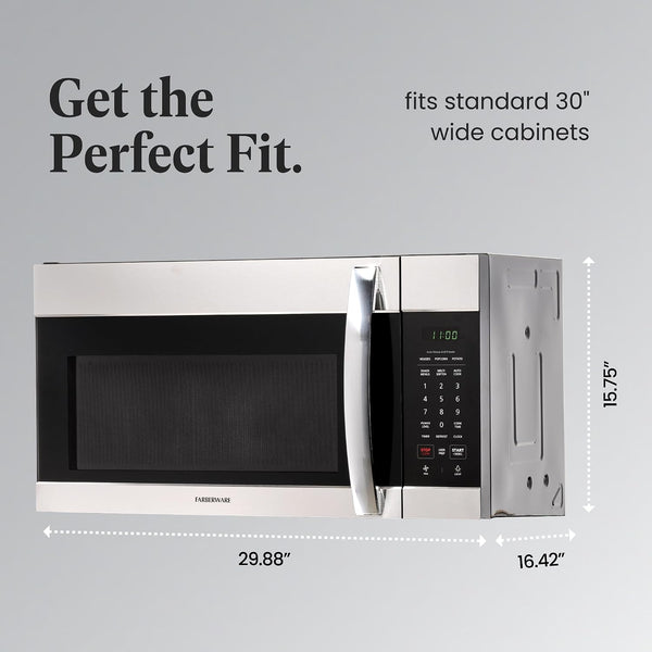 1.7 Cu. Ft. Over-The-Range Microwave Oven – 1000 Watts Power, Auto Cook Settings, Defrost, Easy Clean and Child Safety Lock - Stainless4