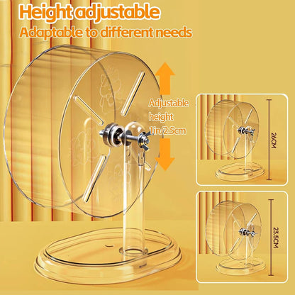 Silent Hamster Exercise Wheel,9.5 Inch Quiet Spinner Syrian Hamster Running Wheel,Silent Wheels with Anti-Skid & Adjustable Stand for Gerbils, Rats, or Other Small Pets,Transparent6