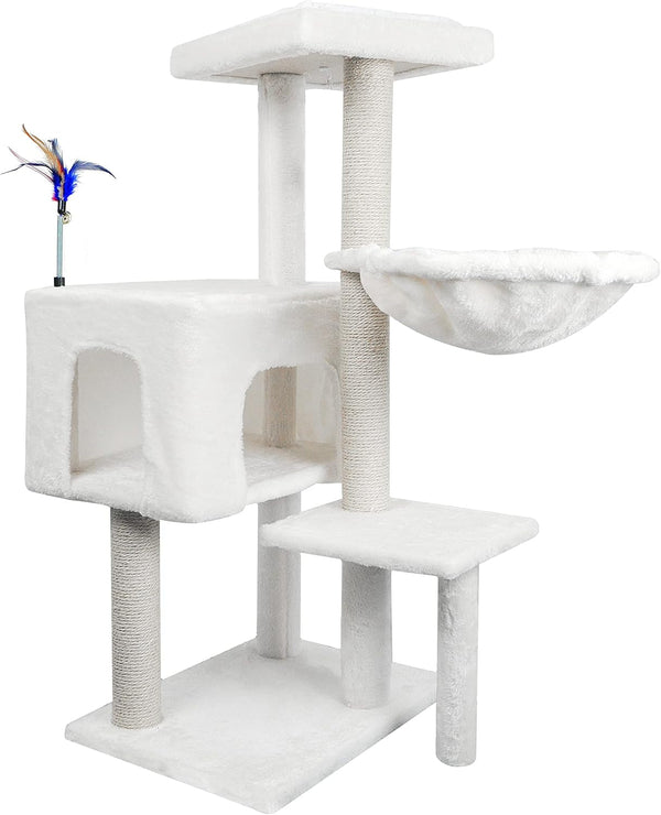 AIWIKIDE 37.4" Cactus Cat Tree Tower with Twin Cat Condos for Indoor Cats, All-In-One Activity Center with Cat Scratching Post Cozy Sleeping Perch Hammock and Toy Balls,Green8