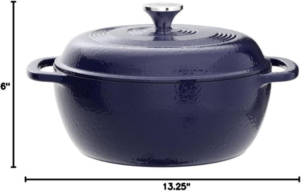 Essential Enamel Cast Iron Dutch Oven, 6 Quart, Indigo | Ideal for Bread Baking, Braising, Marinating & Slow Cooking, Features Moisture-Sealing Lid & Dual Handles9