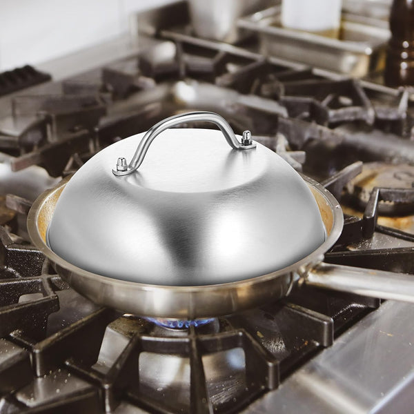 2 Pcs 9 Inch Stainless Steel Griddle Melting Cheese Dome Wok Lids- Commercial Grade Basting and Steaming Cover- Best for Use in Flat Top Grills6