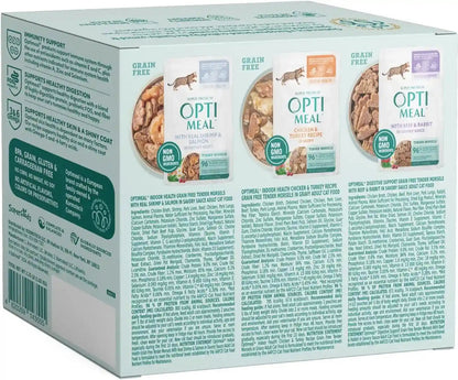 Optimeal Wet Cat Food Variety Pack - Grain Free Tender Morsels, High Protein Premium Nutrition Made with Natural European Ingredients in Savory Gravy, Adult Cat Food Wet Pouches 3Oz Pouch (Pack of 12)8