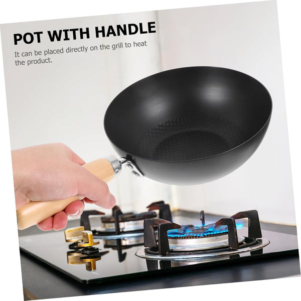 Iron Wok Japanese Frying Pan for Gas Stove round Bottom Wok Pan Small Cookware for Stir Fry Eggs Potatoes Meat and Home Kitchen Use 14.56 X 7.87 X 3.54 In5