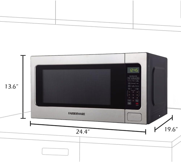 Professional, 1200-Watt 2.2 Cu. Ft. Microwave Oven with Green LED & Sensor Cooking, Brushed Stainless Steel, FMO22ABTBKC3